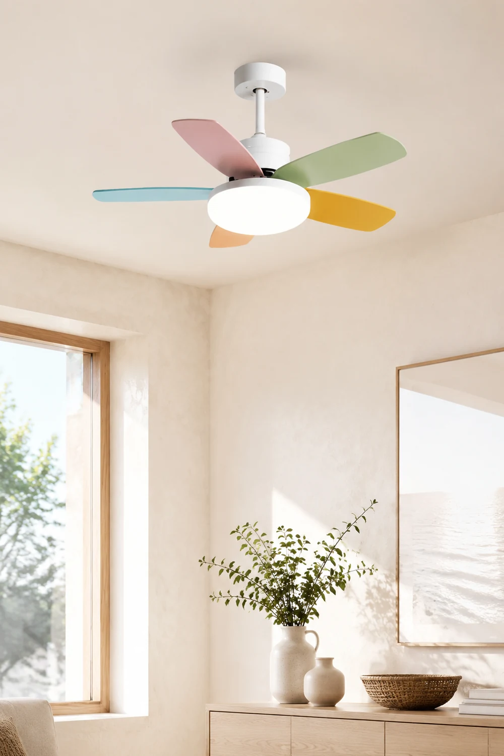 Morandi Bunte Deckenventilator mit Beleuchtung, ∅107CM - Lumpaz