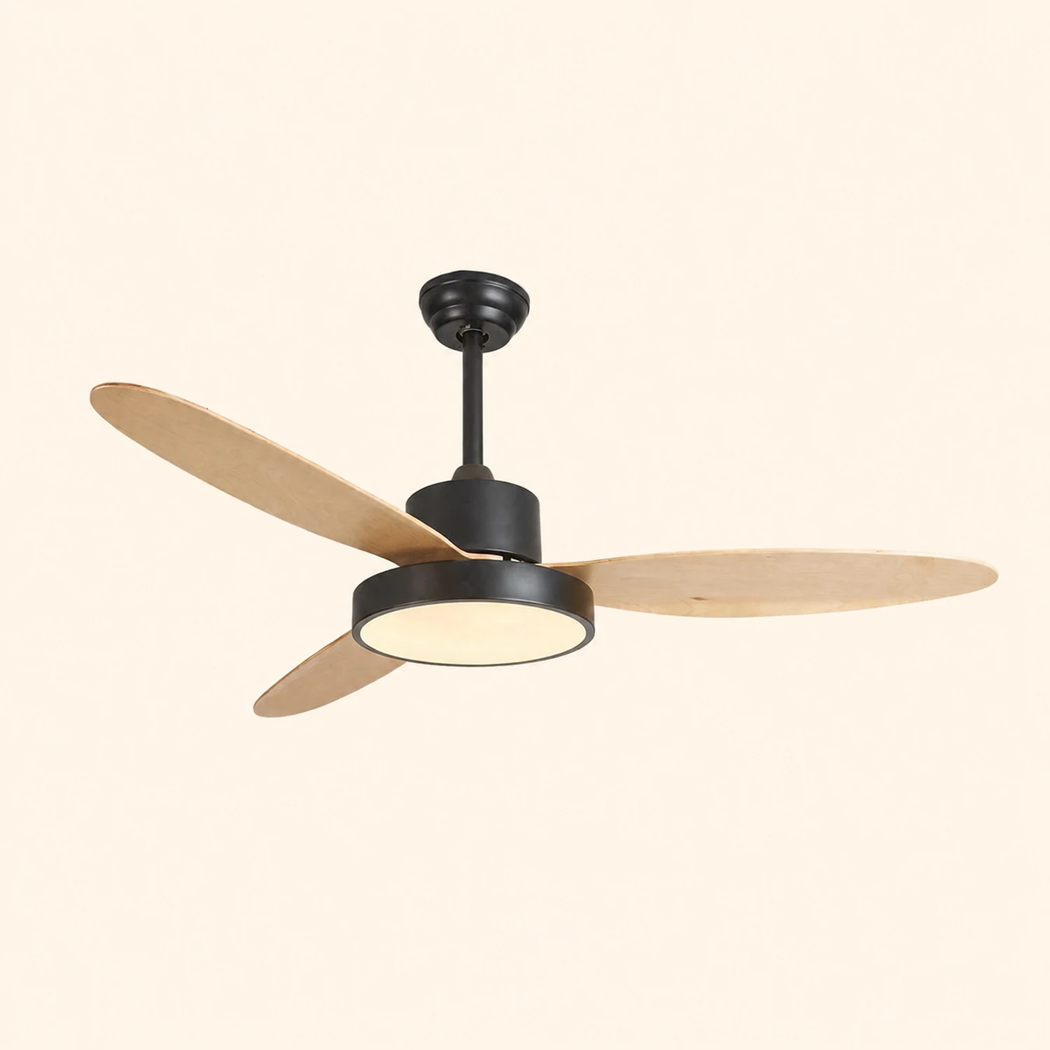 Haydn 3 Blätter Weiß & Schwarz Deckenventilator mit Beleuchtung, ∅100/120/130CM - Lumpaz