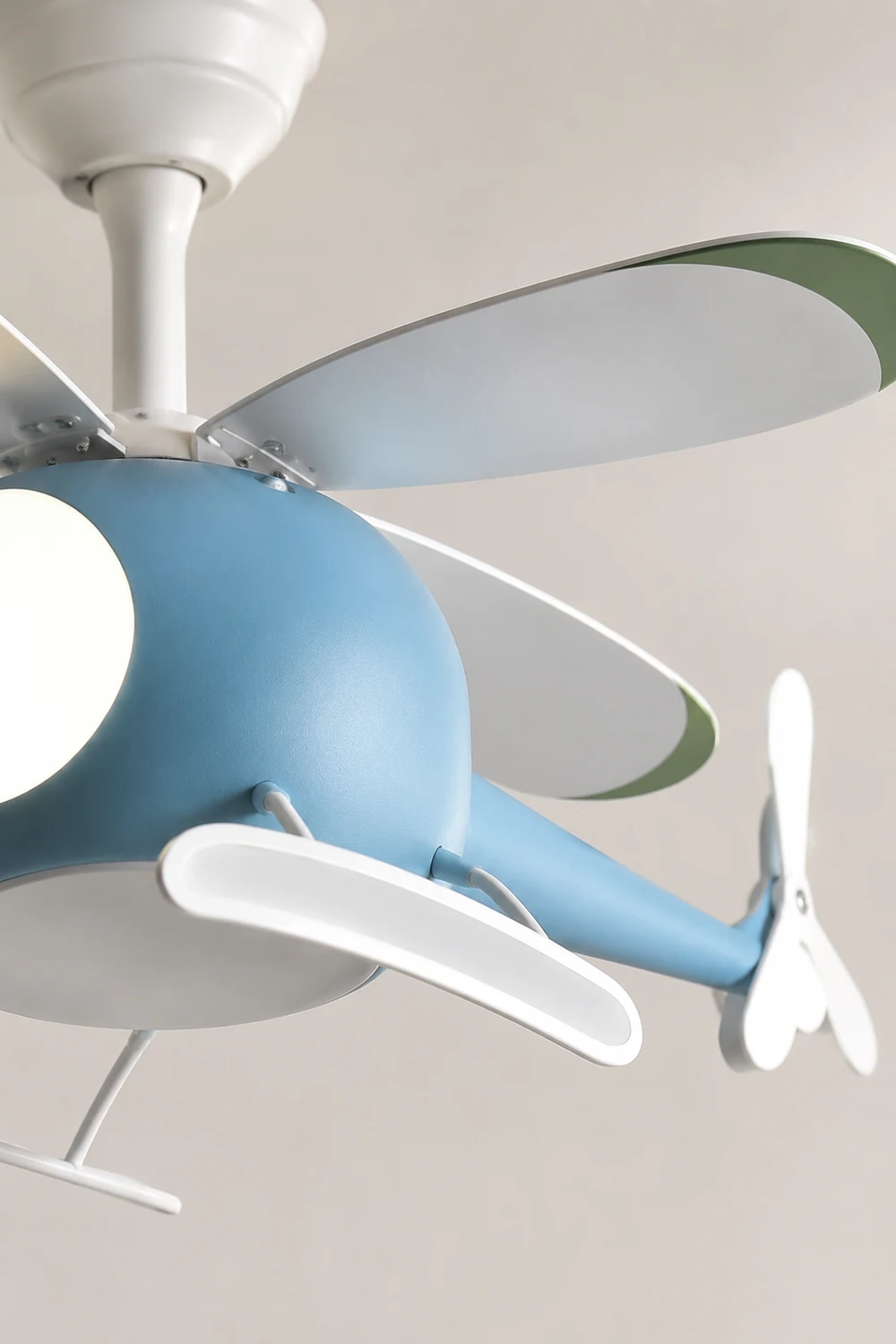 Minori 4-Blätter Blue Jet Deckenventilator, Metall & Holz, ∅90CM - Lumpaz