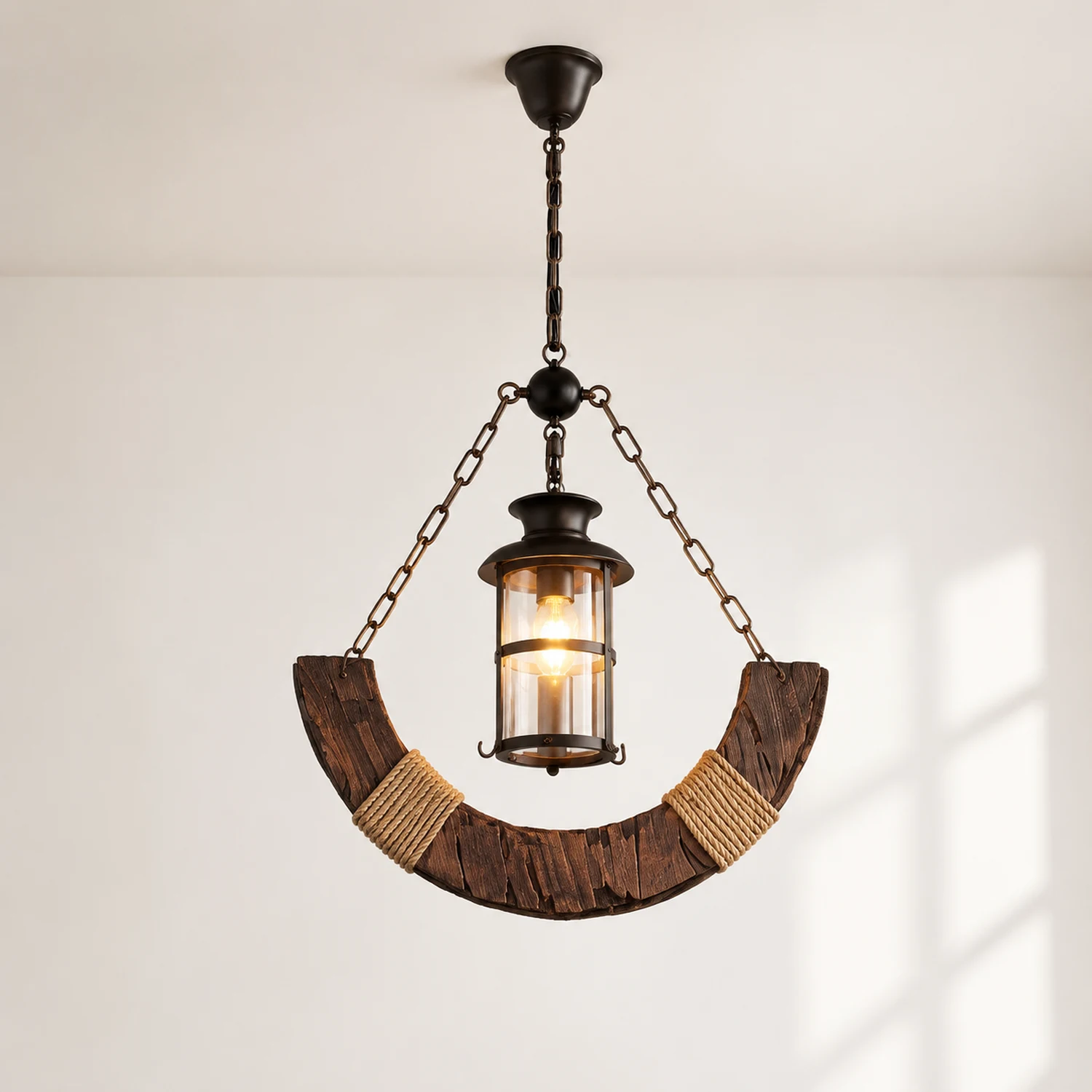 Austin Laterne Pendelleuchte, Metall & Holz - Lumpaz