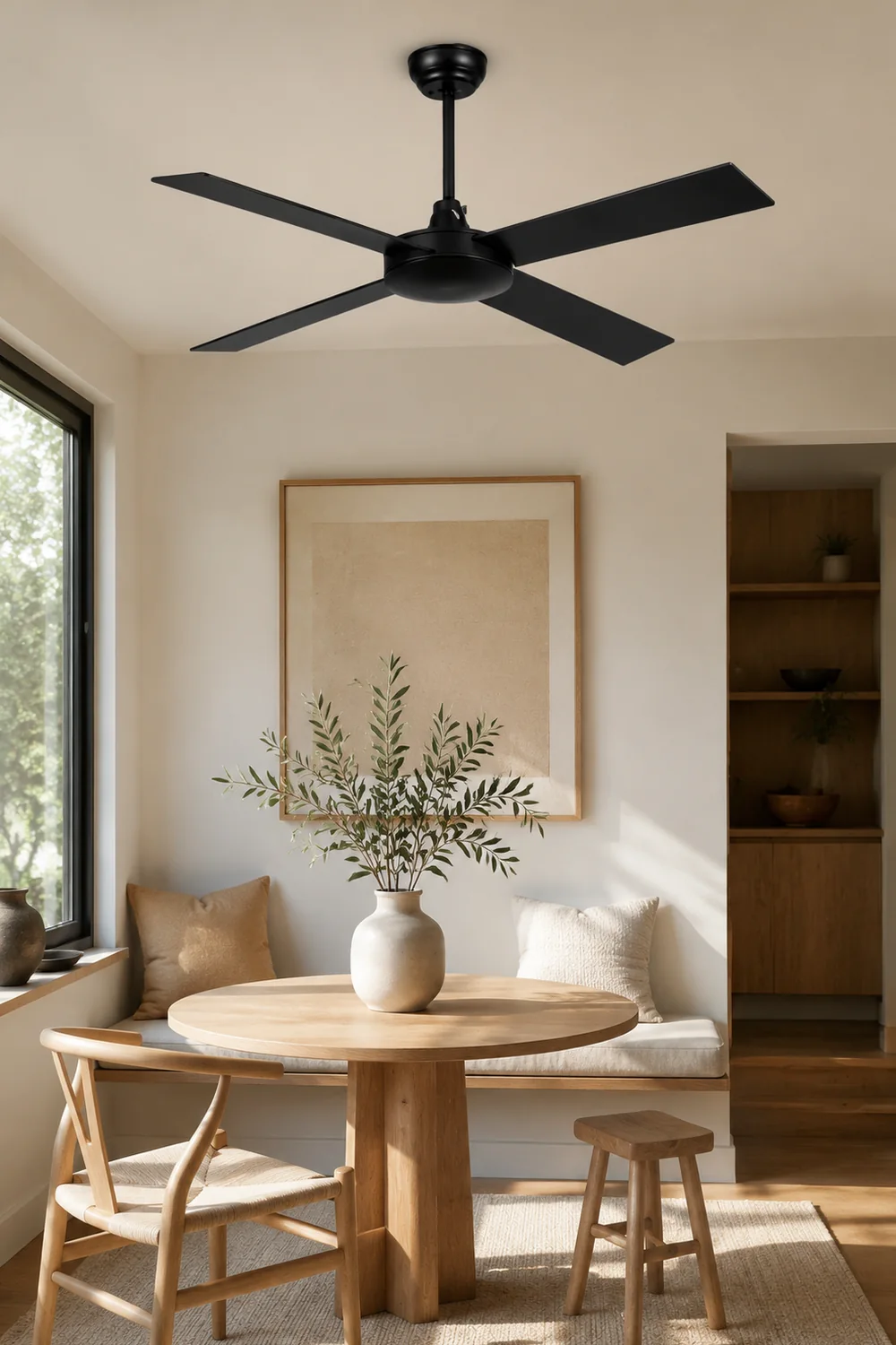 Haydn 4-Blätter Schwarzer Deckenventilator, ∅120CM - Lumpaz