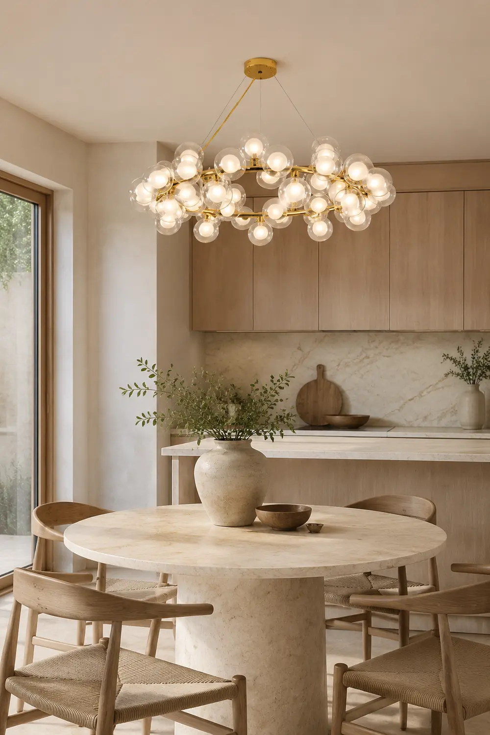 Valentina Goldene Pendellampe, 45-flammig, Metall & Glas - Lumpaz