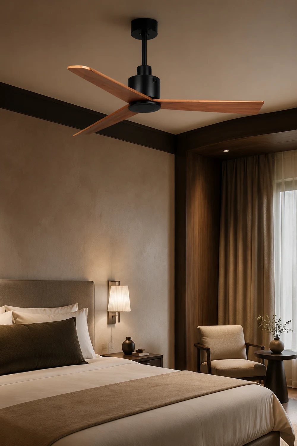 Haydn 3-Blatt Schwarzer Deckenventilator, Metall & ABS, ∅132CM - Lumpaz