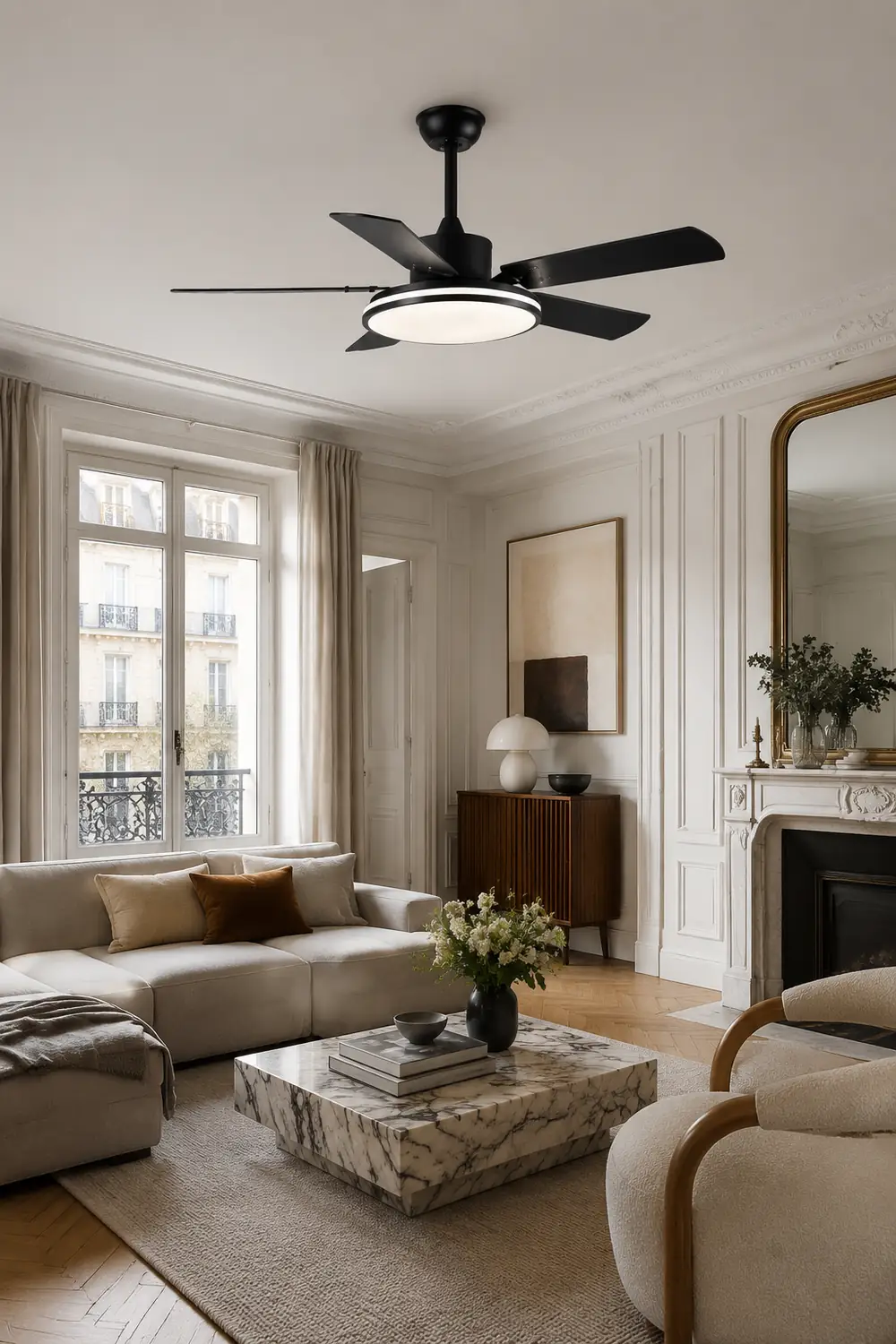 Haydn 5-Blätter Grundlegender Schwarzer Dicker Deckenventilator, Metall & ABS, ∅132CM - Lumpaz