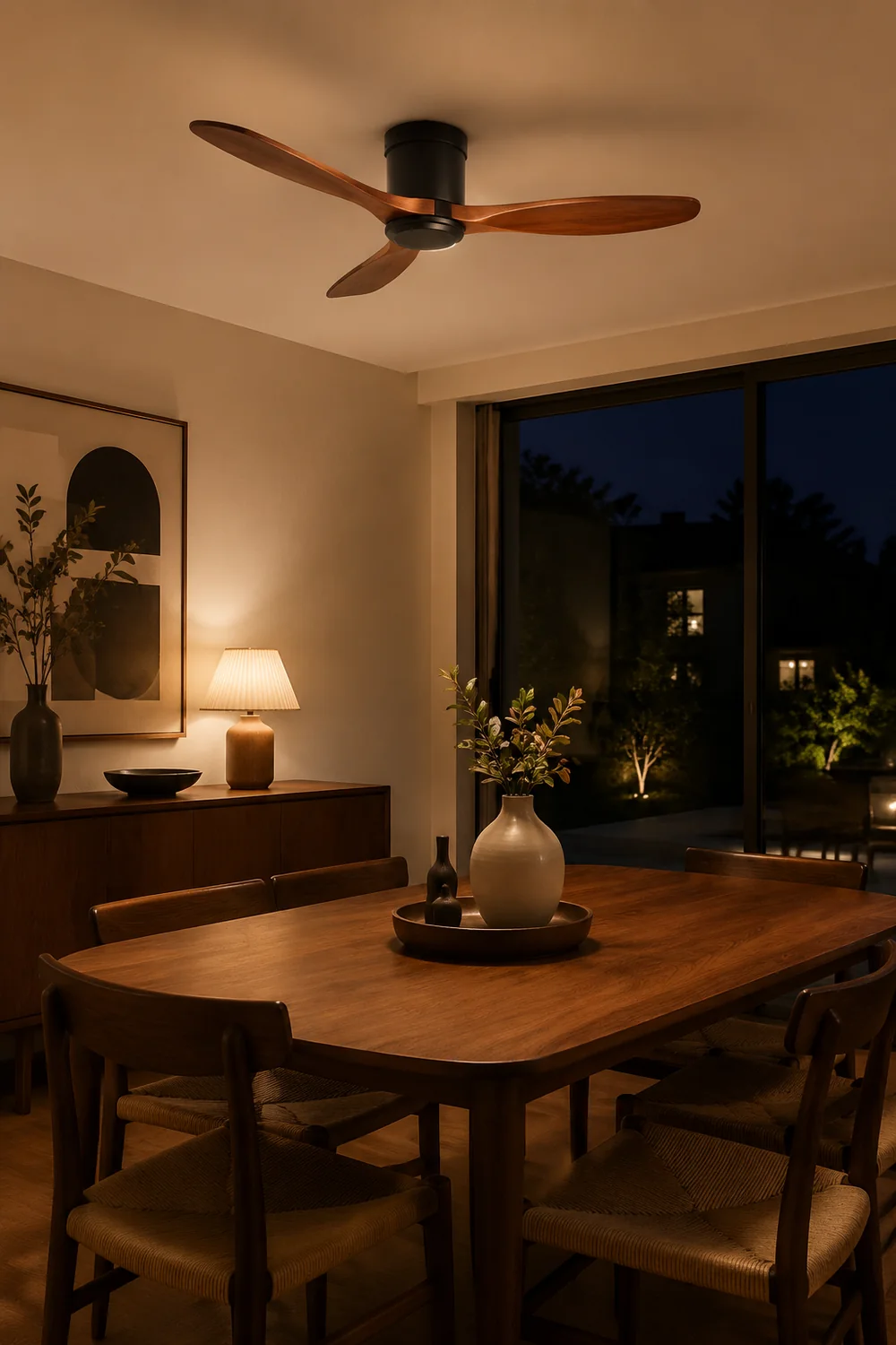 Walters Minimalist 3 Blätter Schwarz Deckenventilator, ∅132CM - Lumpaz