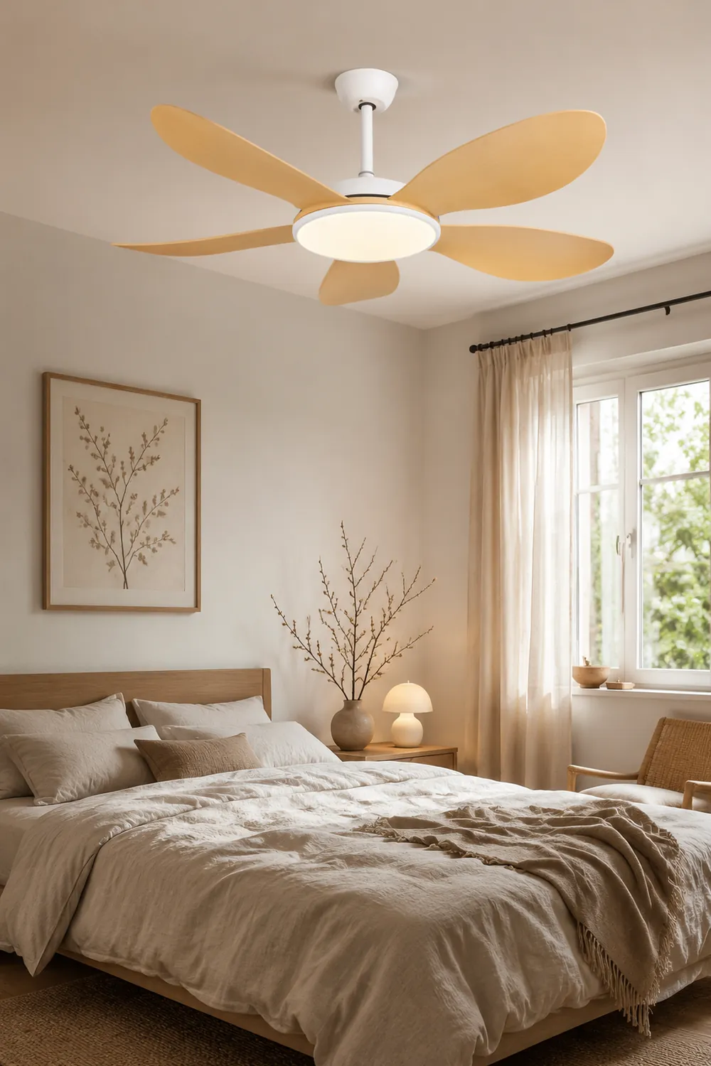 Ozawa 5 Blätter Hölzern Deckenventilator mit Beleuchtung, ∅120/130CM - Lumpaz