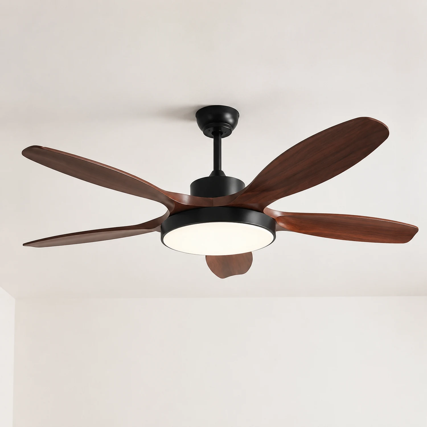 Ozawa Elementar Weiß & Schwarz 5 Blätter Elementar Deckenventilator mit Beleuchtung, Hölzern, ∅130CM - Lumpaz