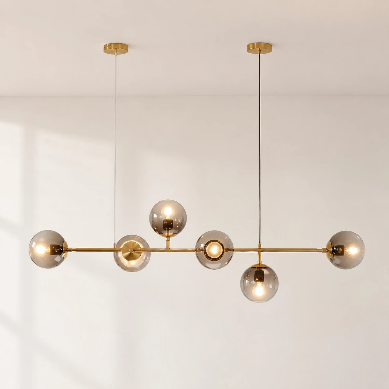 Valentina Goldene Pendellampe, 6-flammig, Metall & Glas - Lumpaz