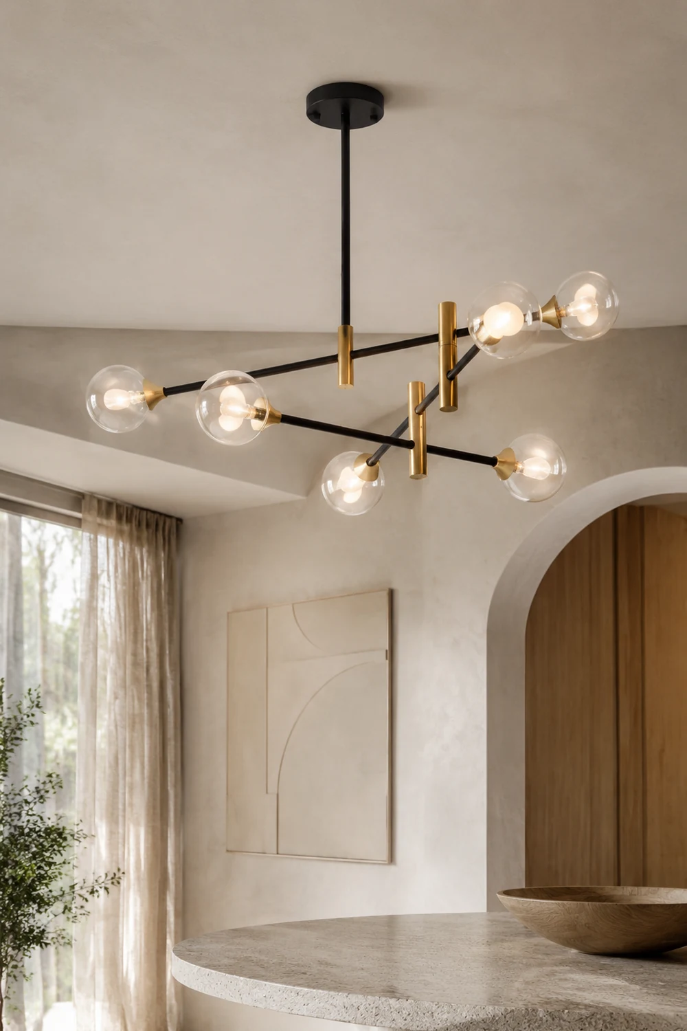 Valentina Goldene Pendellampe, 4/6-flammig, Metall & Glas - Lumpaz