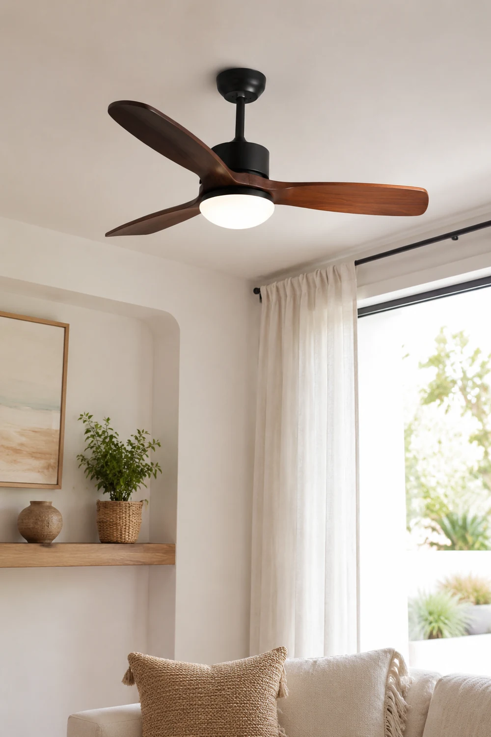 Haydn 3-Blatt Moderner Deckenventilator mit Beleuchtung, 2 Farbe, Metall & Holz, ∅132CM - Lumpaz