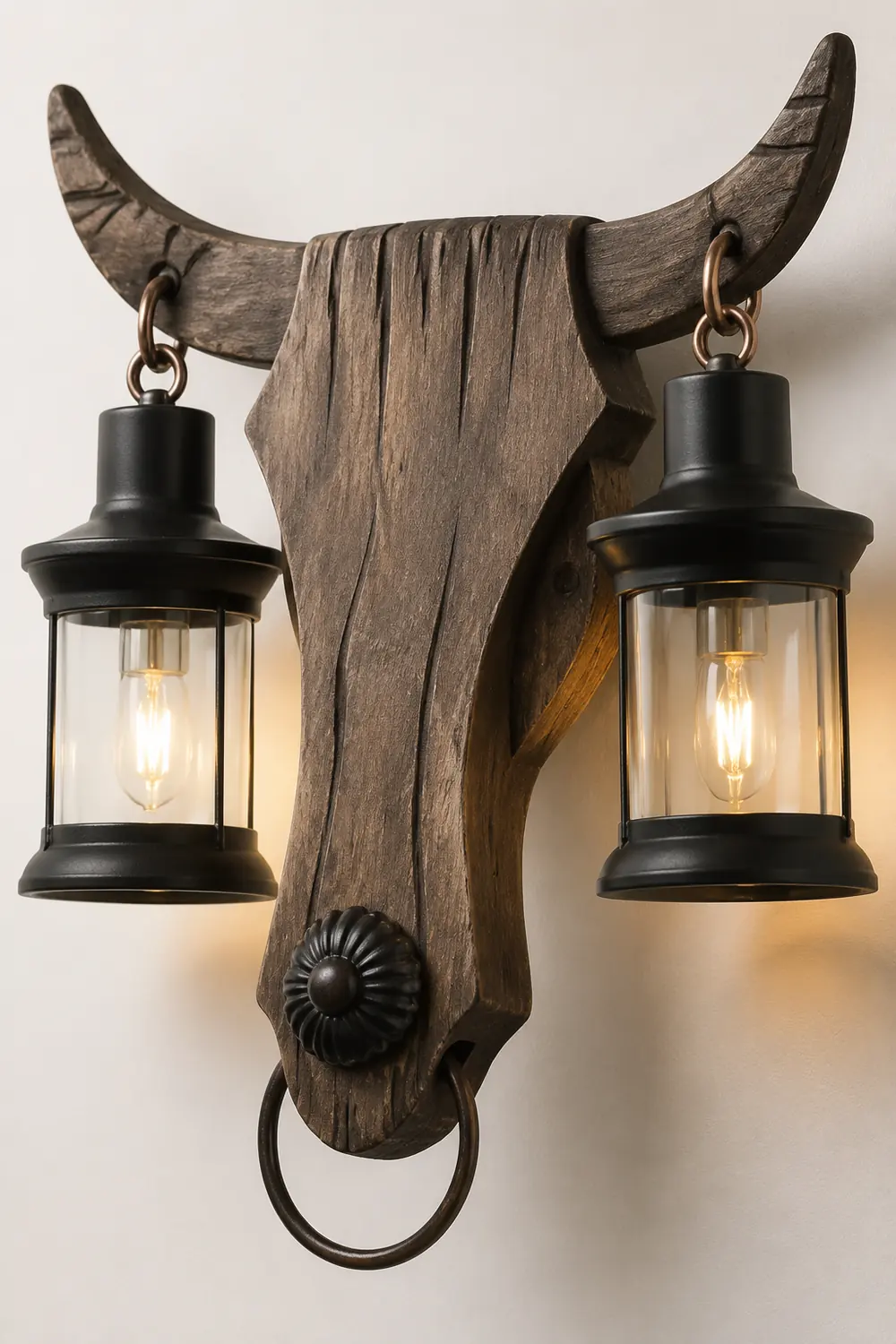 Austin Bull Laterne Wandleuchte, 2 flammig, Holz & Metall - Lumpaz