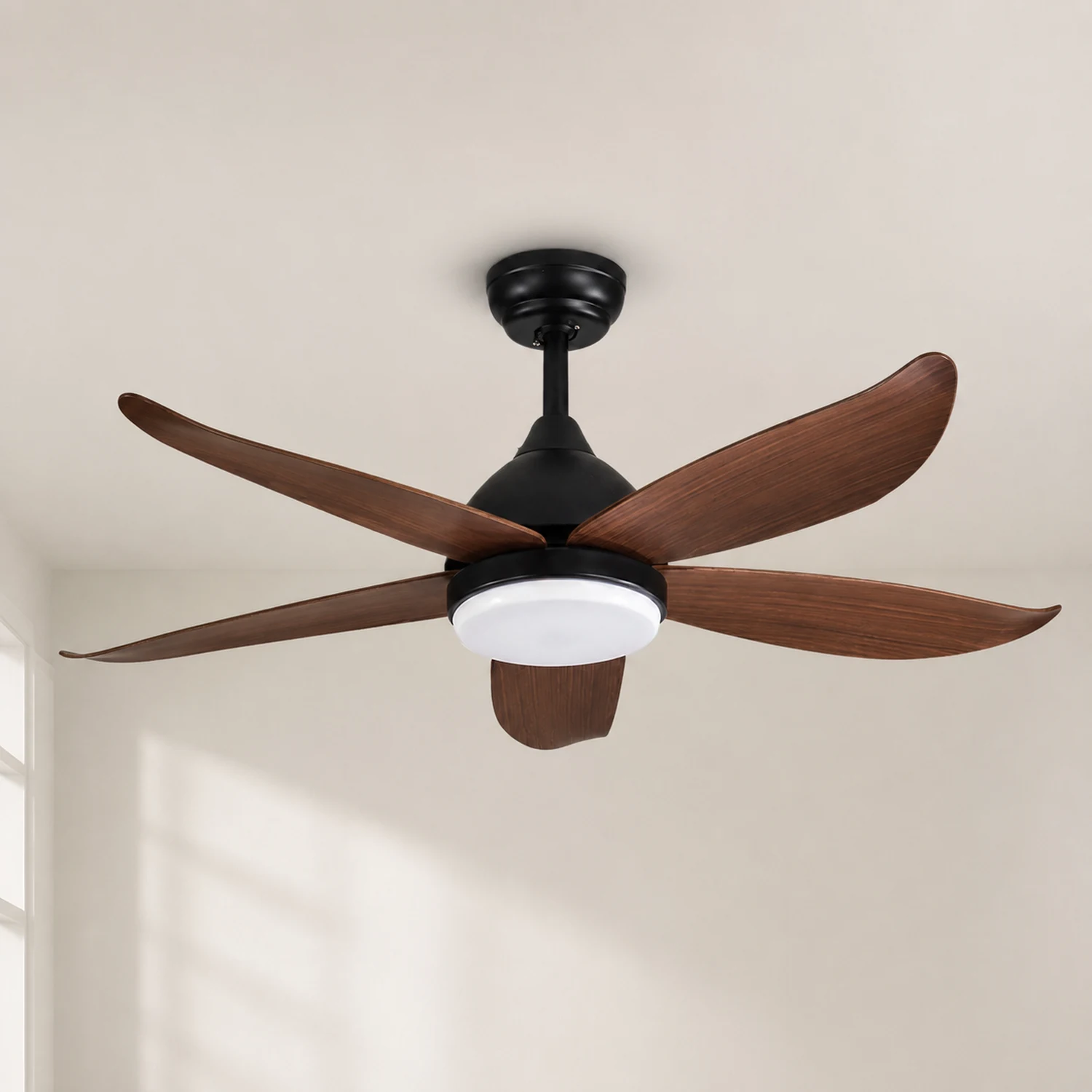 Haydn 5-Blätter Schwarzer Deckenventilator, Metall & Holz, ∅ 120CM - Lumpaz