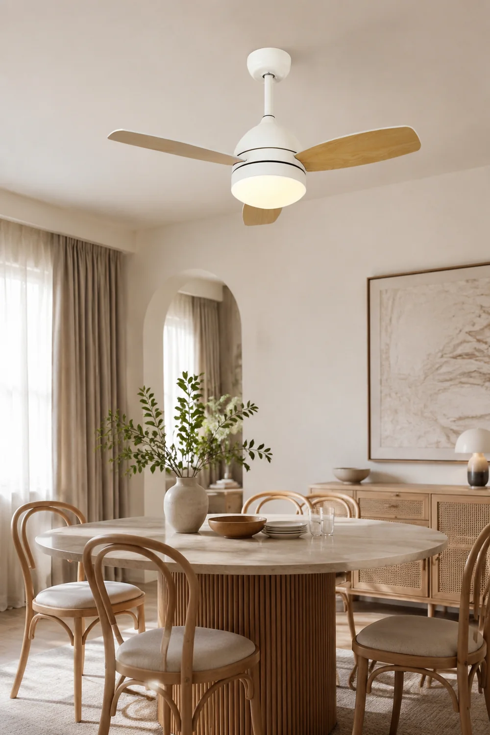 Haydn 3-Blatt-Deckenventilator mit Beleuchtung, Metall & Holz, 2 Farbe, ∅107CM - Lumpaz