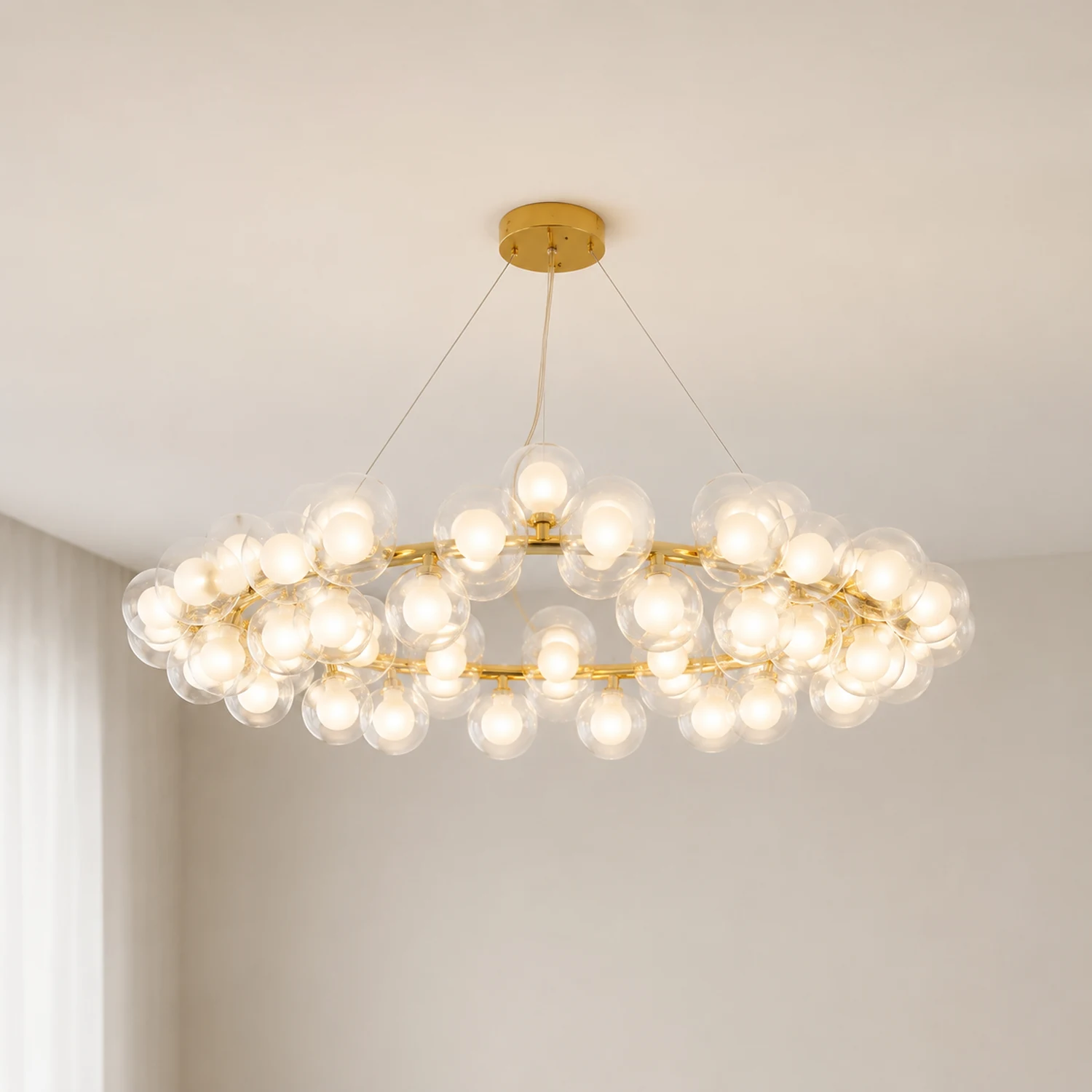 Valentina Goldene Pendellampe, 45-flammig, Metall & Glas - Lumpaz