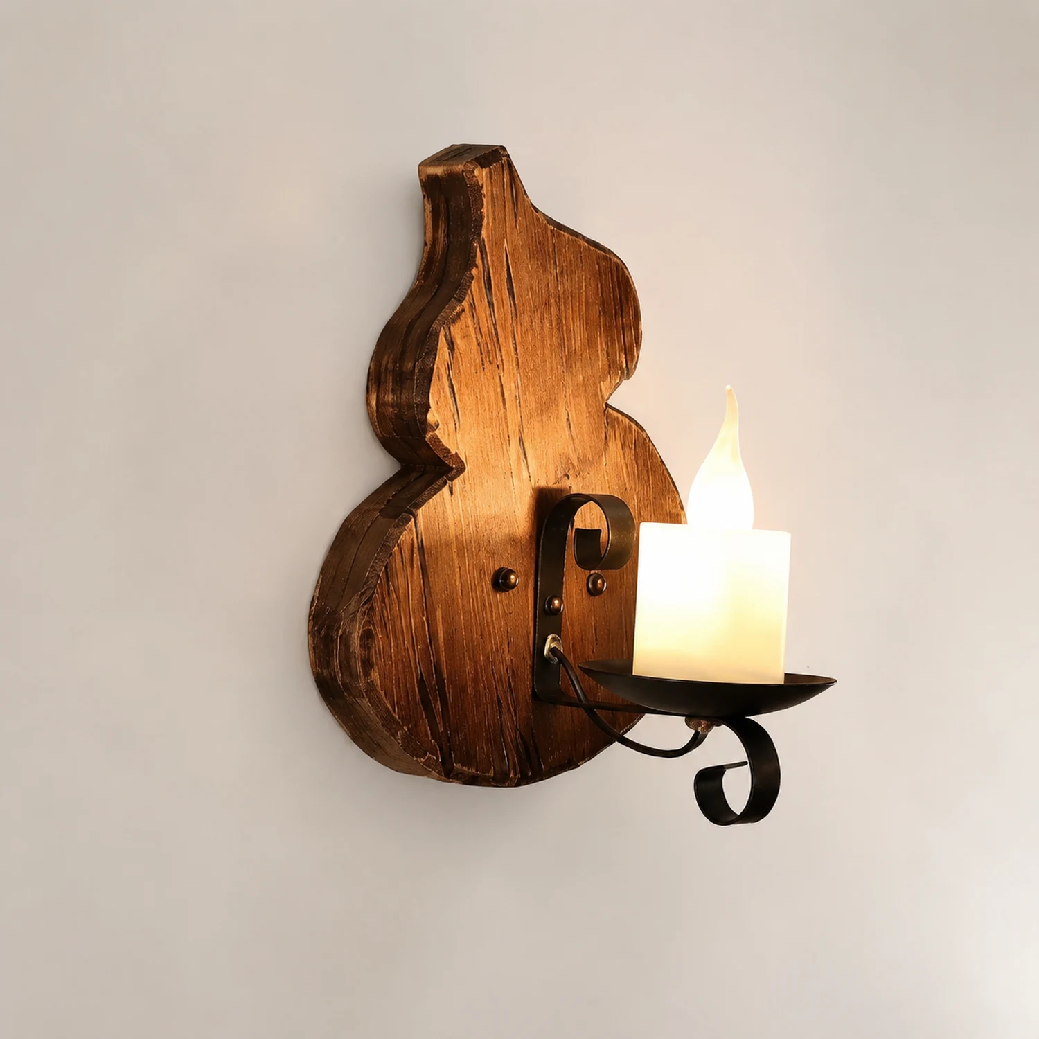 Austin Cucurbits Kerze Wandleuchte, Holz & Metall - Lumpaz