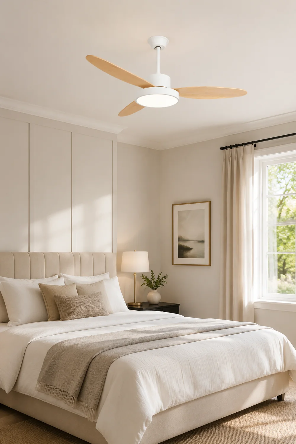 Haydn 3 Blätter Weiß & Schwarz Deckenventilator mit Beleuchtung, ∅100/120/130CM - Lumpaz
