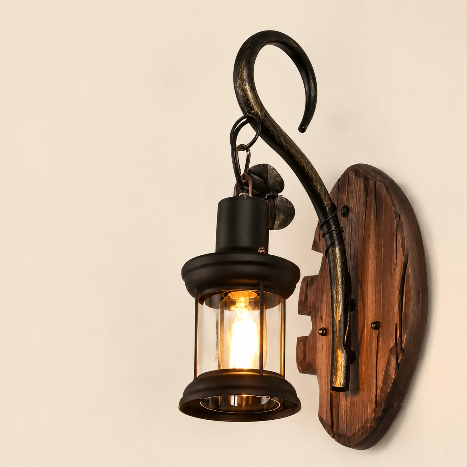 Austin Fish Laterne Wandleuchte, Holz & Metall - Lumpaz