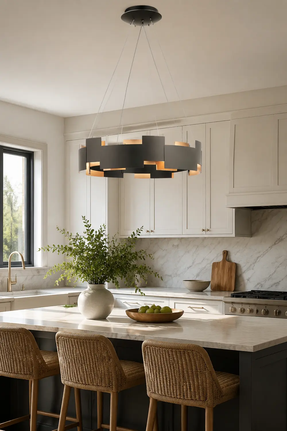 Evette Schwarze Pendellampe, 6/8-flammig, ∅60/80CM - Lumpaz