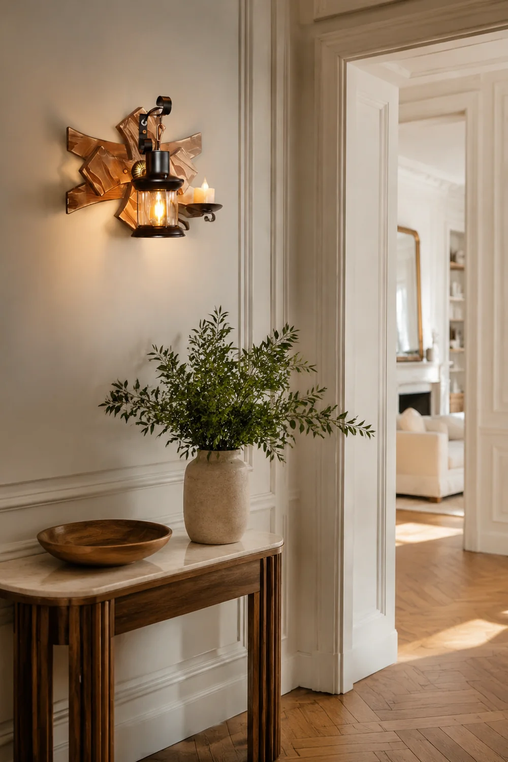 Austin Kerze & Laterne Wandleuchte, Holz & Metall - Lumpaz