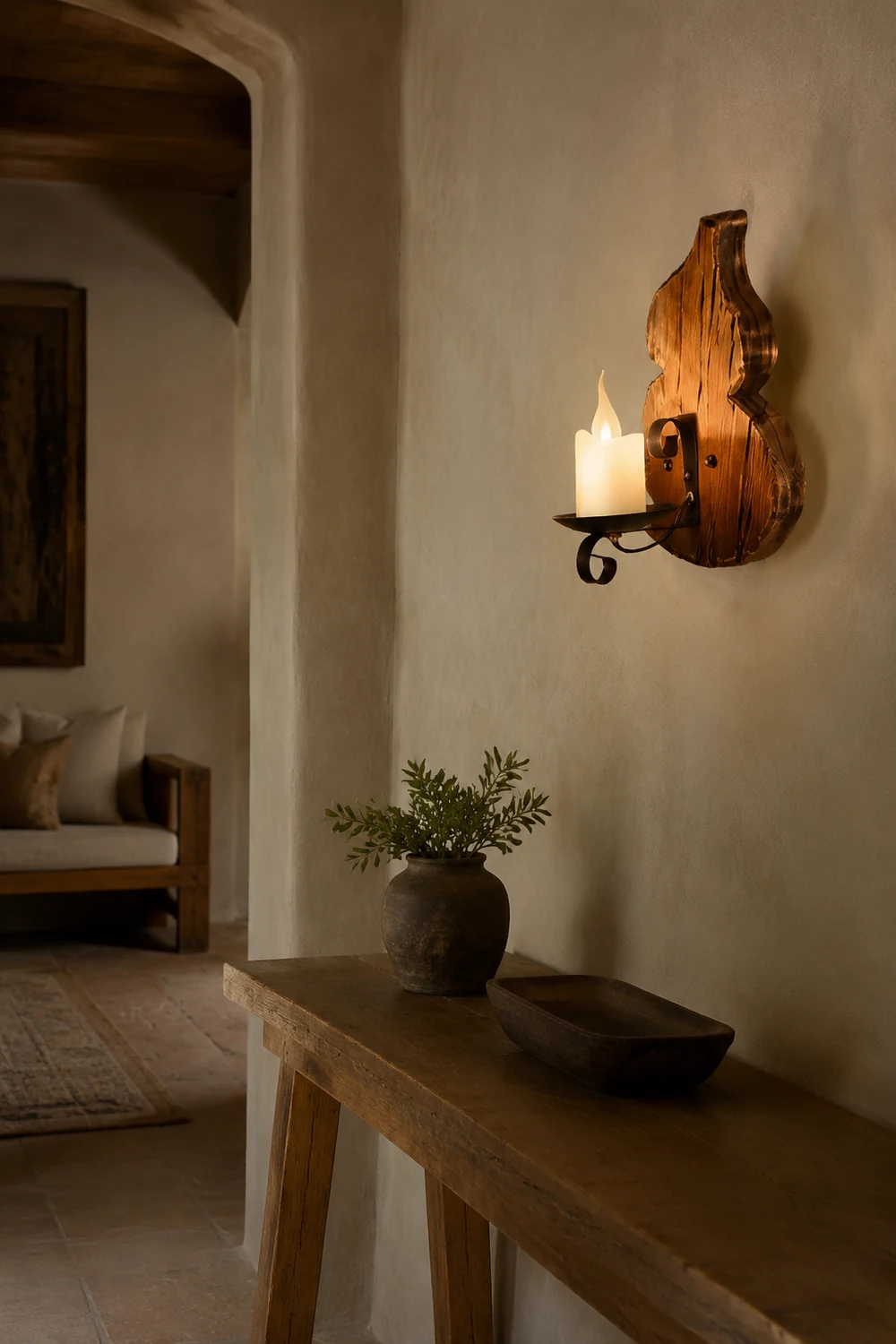Austin Cucurbits Kerze Wandleuchte, Holz & Metall - Lumpaz