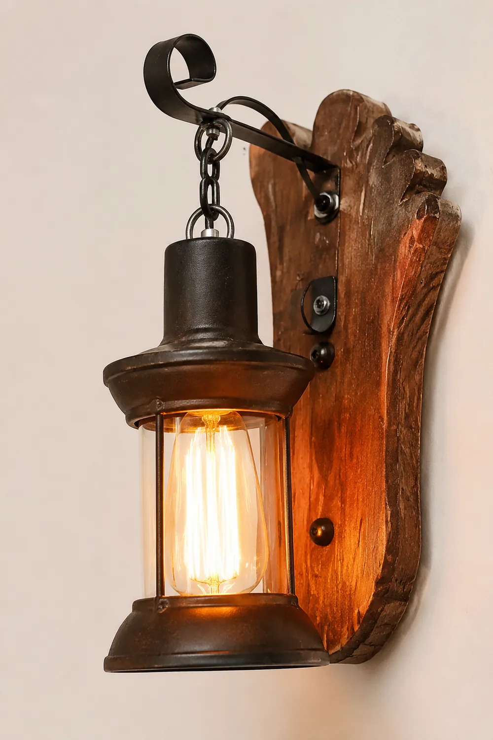 Austin Fußabdruck Laterne Wandleuchte, Holz & Metall - Lumpaz