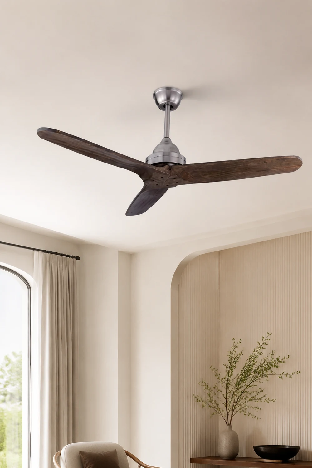 Walters 3-Blatt Schwarzer Deckenventilator, Metall & ABS, ∅132CM - Lumpaz