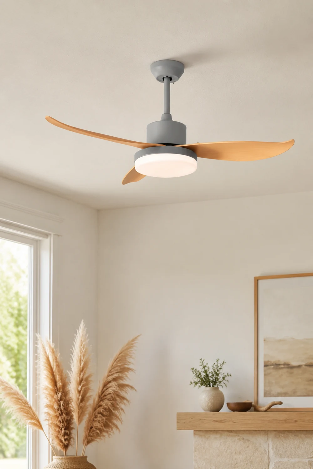 Haydn 3 Blätter Deckenventilator mit Beleuchtung, Metall & Acryl, ∅95/112CM - Lumpaz