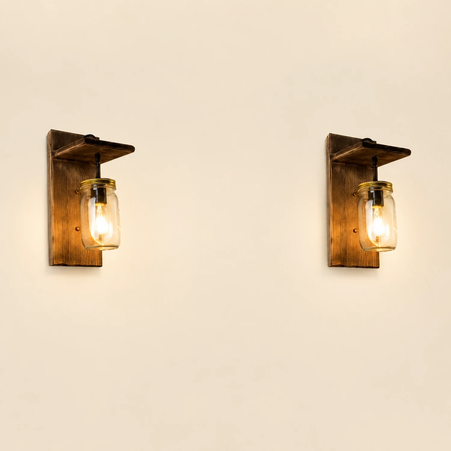 Austin Glas Wandleuchte, Metall & Holz - Lumpaz
