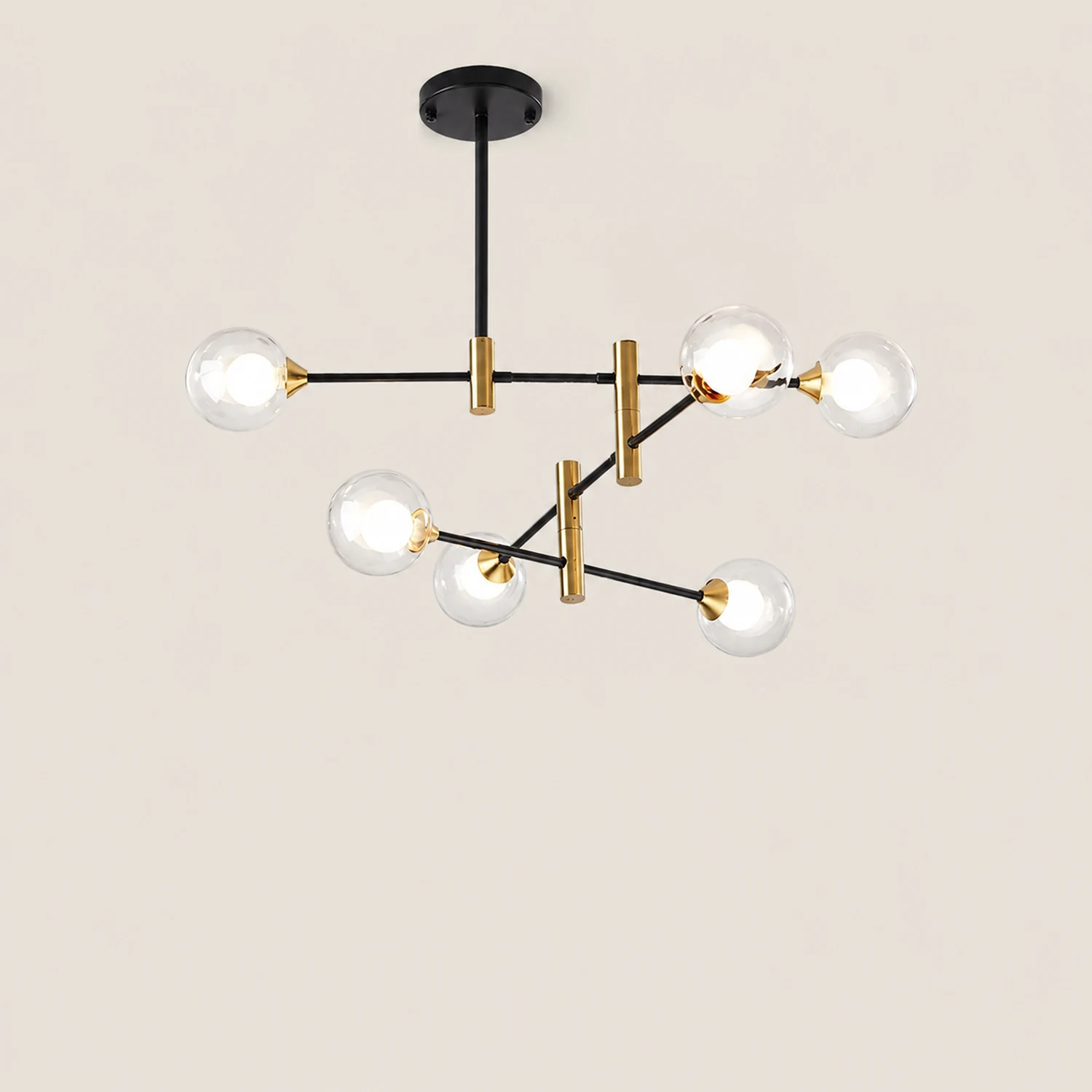 Valentina Goldene Pendellampe, 4/6-flammig, Metall & Glas - Lumpaz