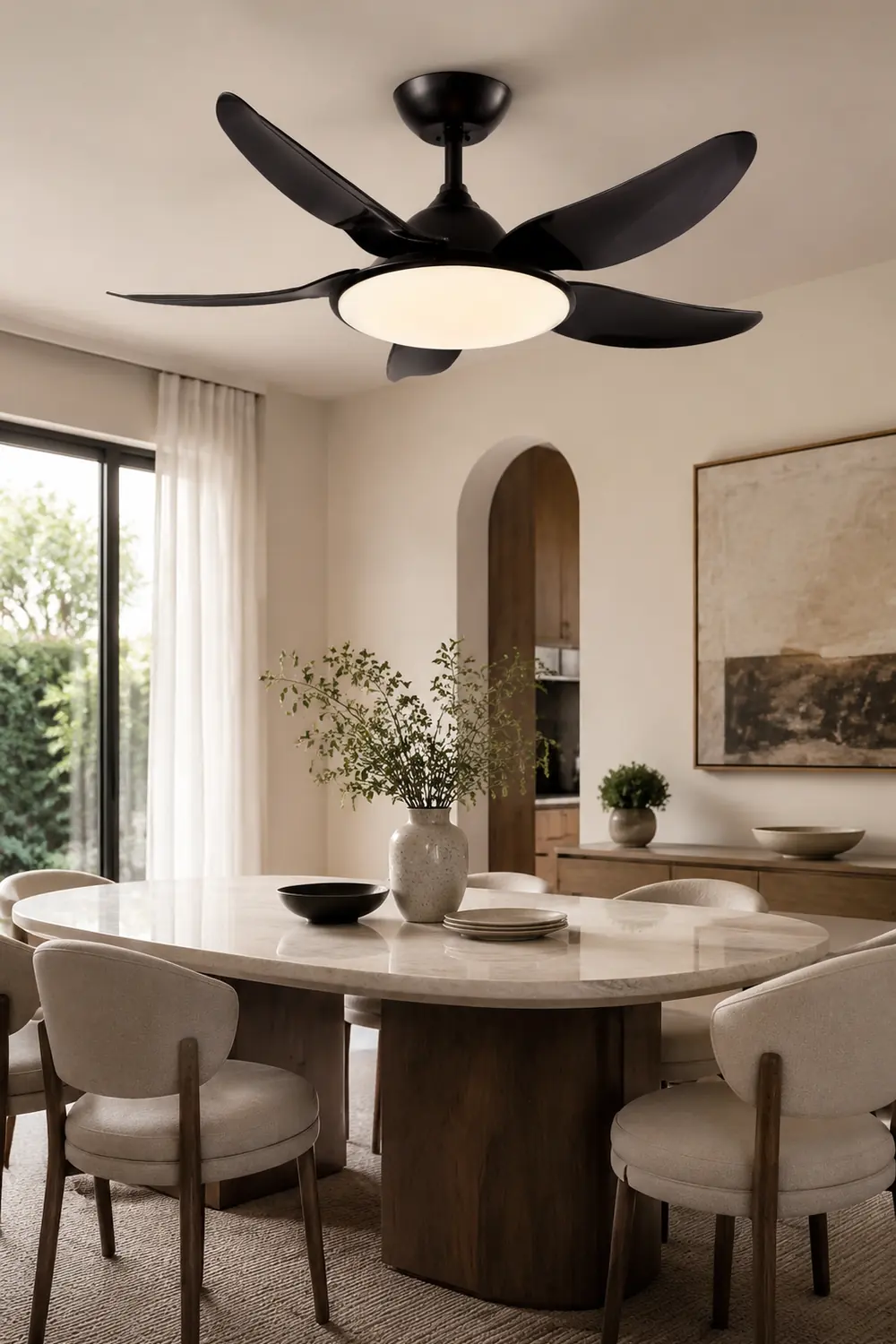 Haydn 5-Blätter Grundlegender Dicker Deckenventilator, 2 Farben, Metall & ABS, ∅132CM - Lumpaz
