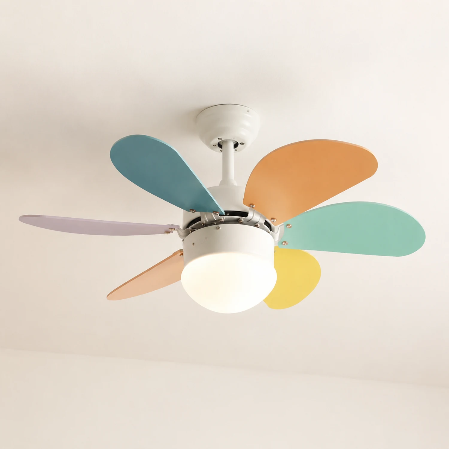 Morandi 5-Blätter Runder Deckenventilator, Metall & Holz, ∅90CM - Lumpaz