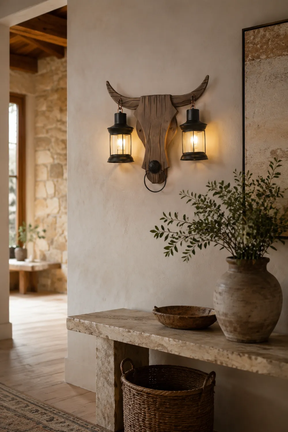 Austin Bull Laterne Wandleuchte, 2 flammig, Holz & Metall - Lumpaz