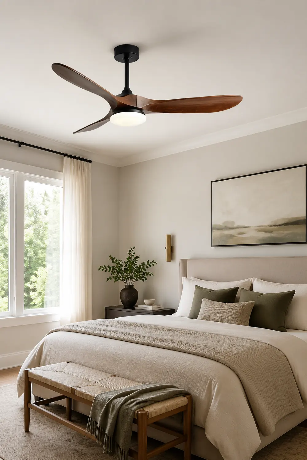 Haydn Schwarz 3 Blätter Deckenventilator mit Beleuchtung, Metall & Holz, ∅132CM - Lumpaz