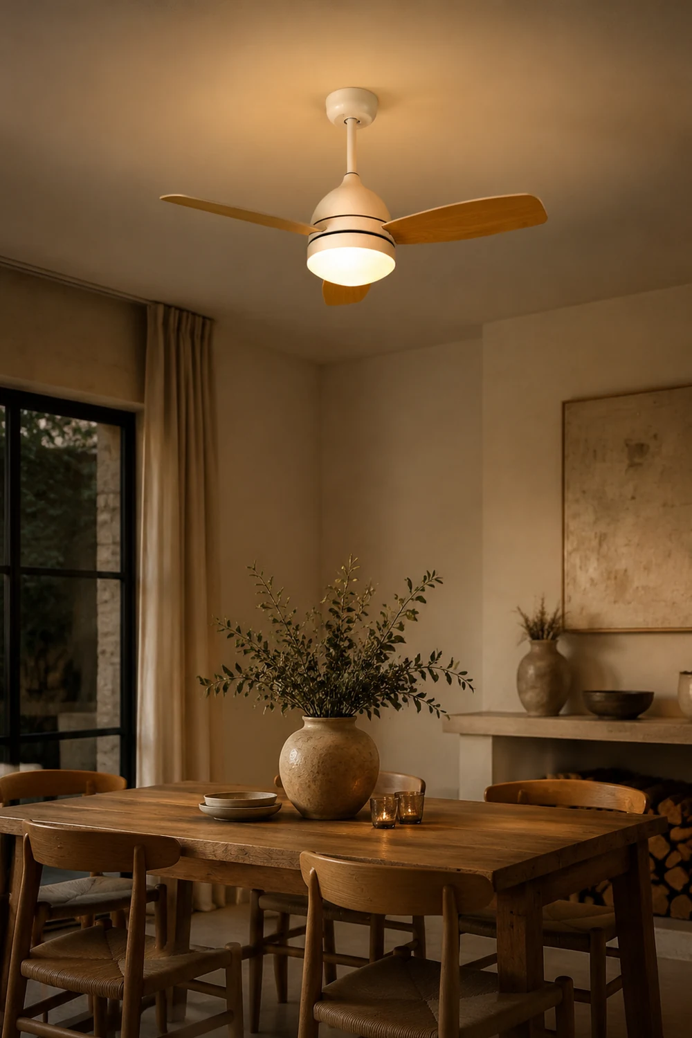 Haydn 3-Blatt-Deckenventilator mit Beleuchtung, Metall & Holz, 2 Farbe, ∅107CM - Lumpaz