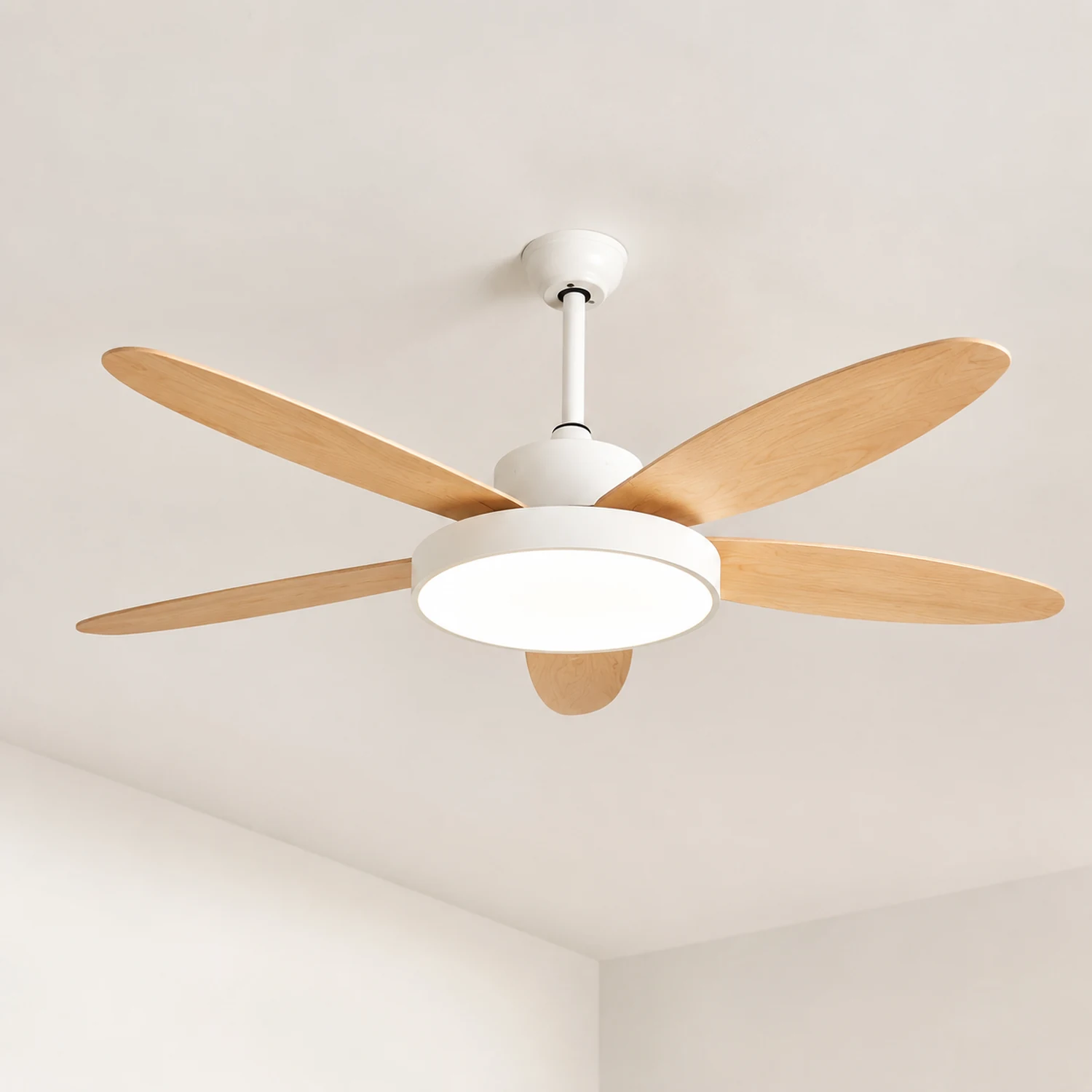 Haydn 5 Blätter Weiß und Schwarz Deckenventilator mit Beleuchtung, ∅120/130/140CM - Lumpaz
