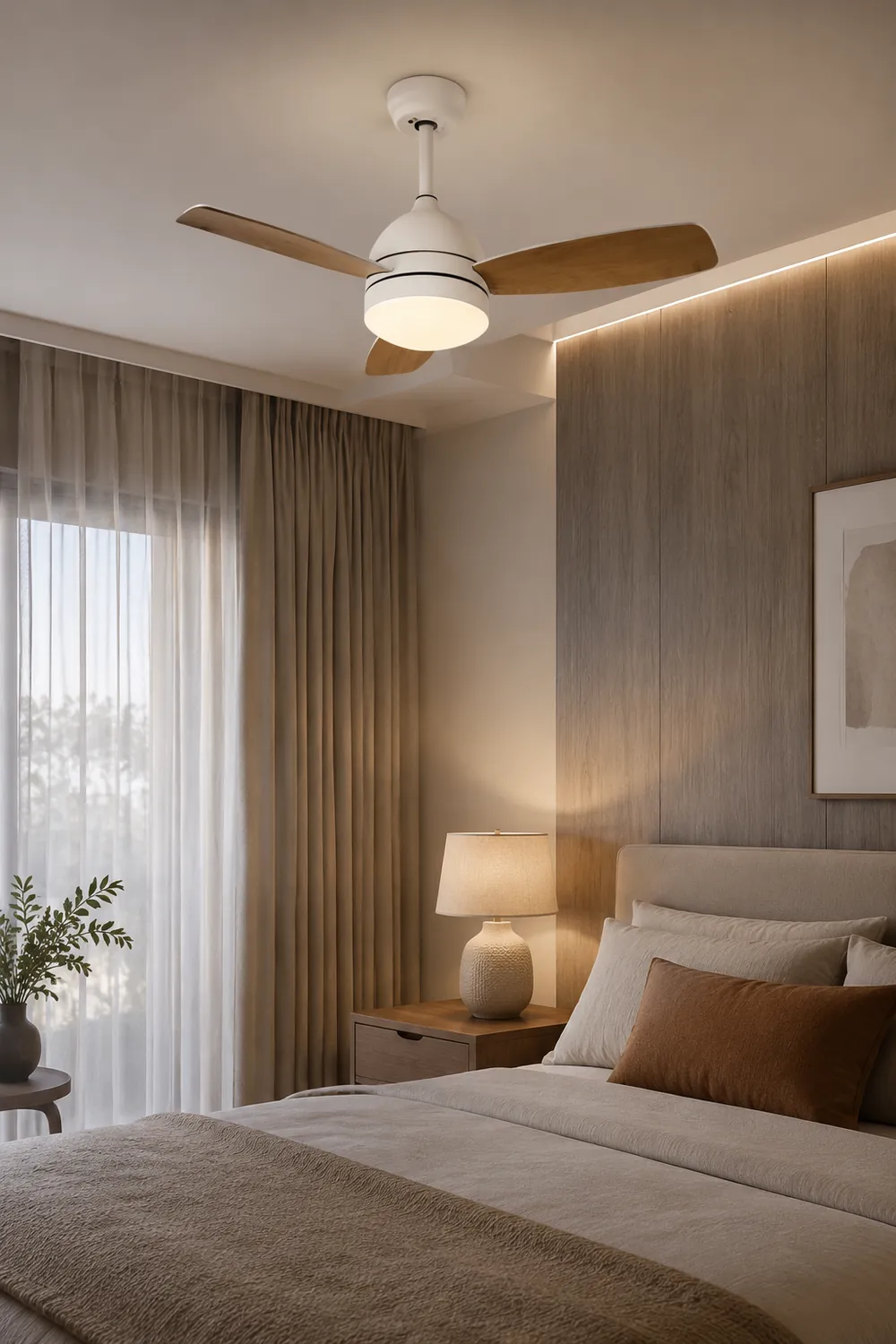 Haydn 3-Blatt-Deckenventilator mit Beleuchtung, Metall & Holz, 2 Farbe, ∅107CM - Lumpaz