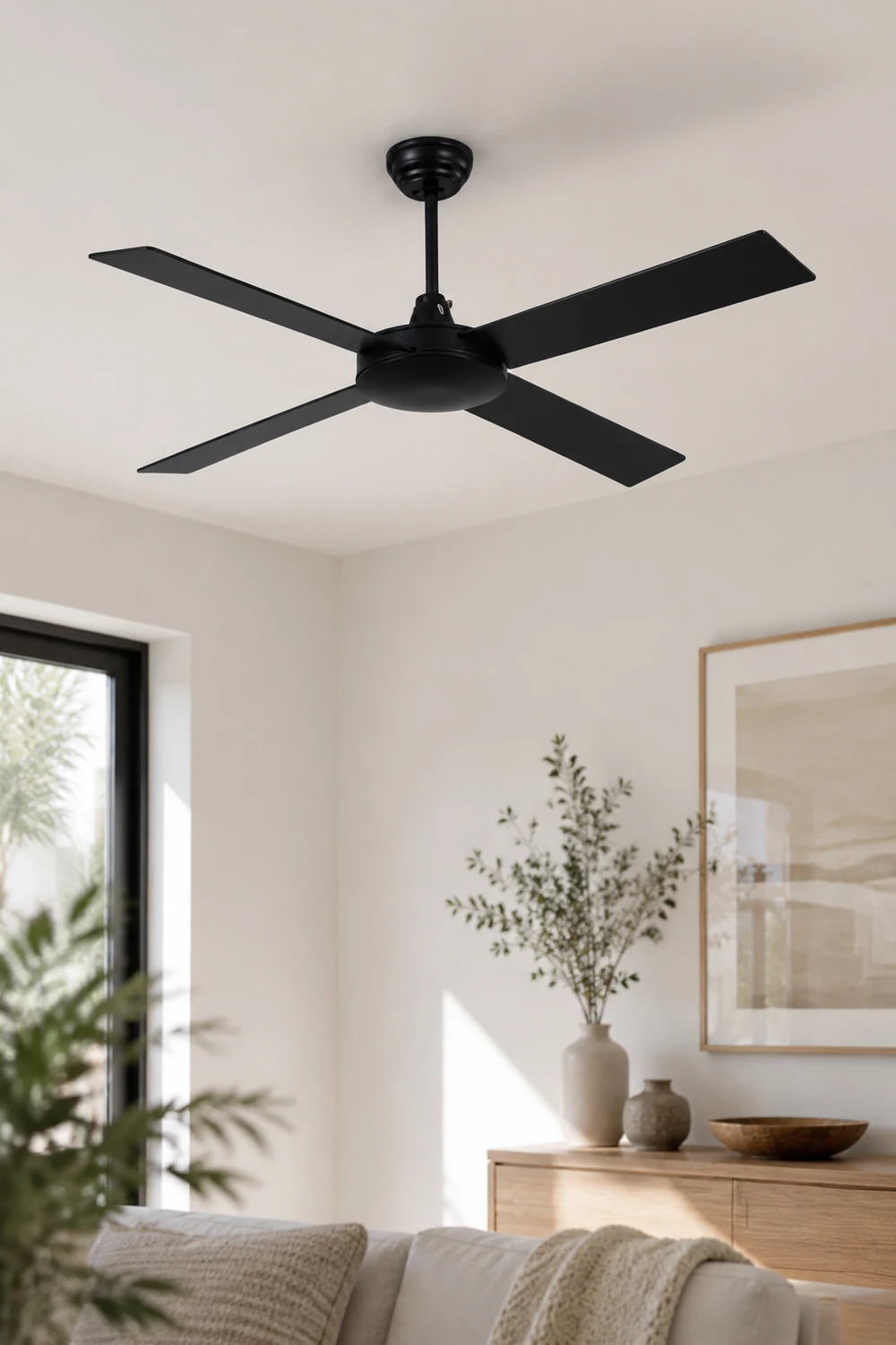 Haydn 4-Blätter Schwarzer Deckenventilator, ∅120CM - Lumpaz