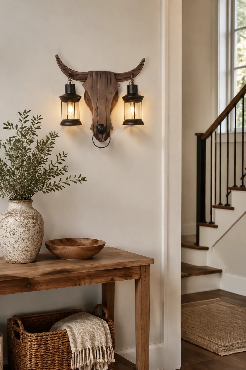 Austin Bull Laterne Wandleuchte, 2 flammig, Holz & Metall - Lumpaz