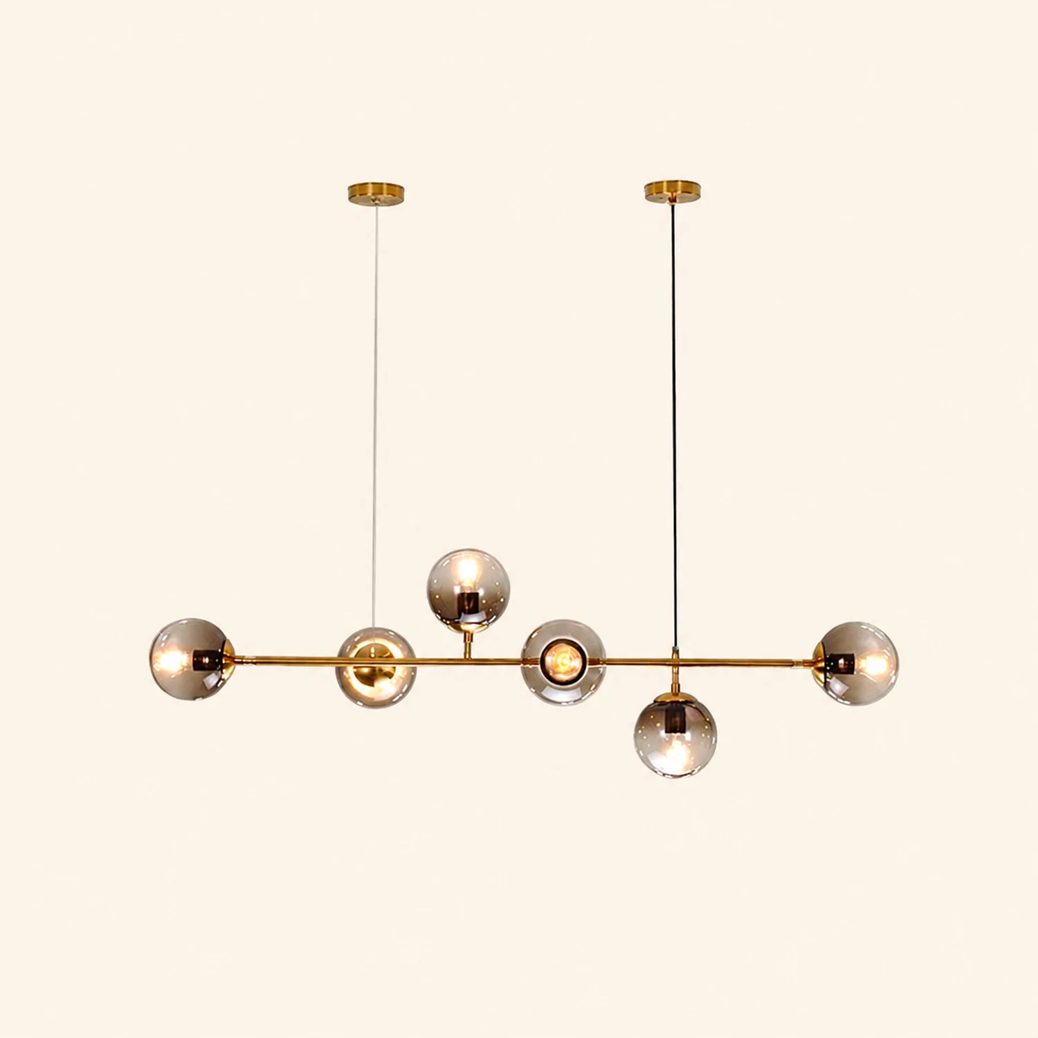 Valentina Goldene Pendellampe, 6-flammig, Metall & Glas - Lumpaz