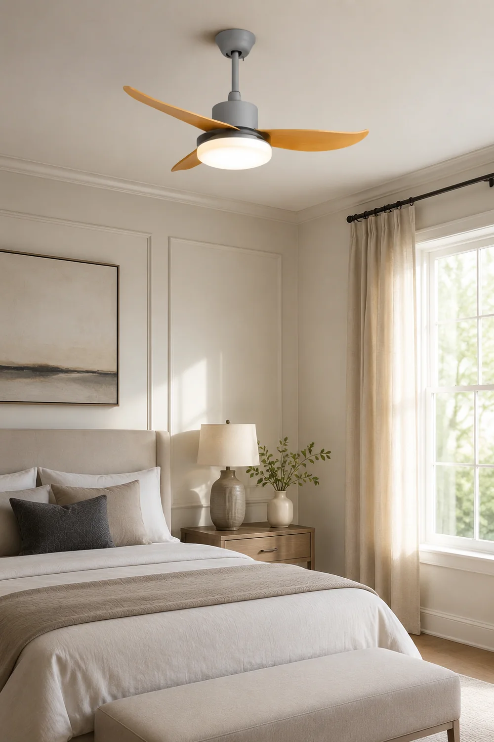 Haydn 3 Blätter Deckenventilator mit Beleuchtung, Metall & Acryl, ∅95/112CM - Lumpaz