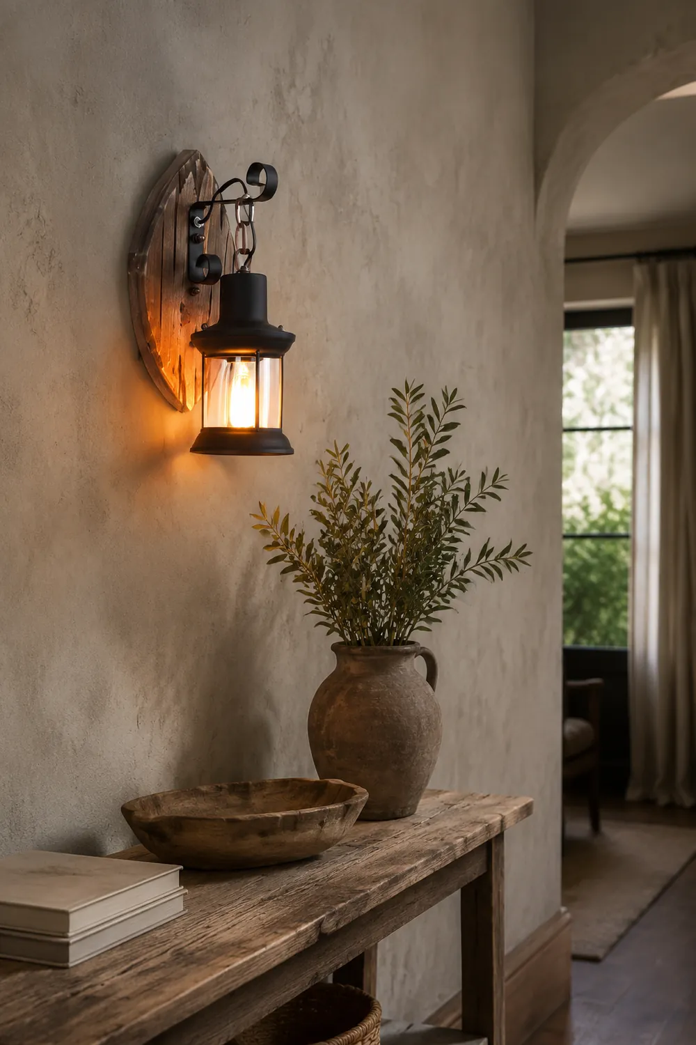 Austin Blatt Laterne Wandleuchte, Holz & Metall - Lumpaz