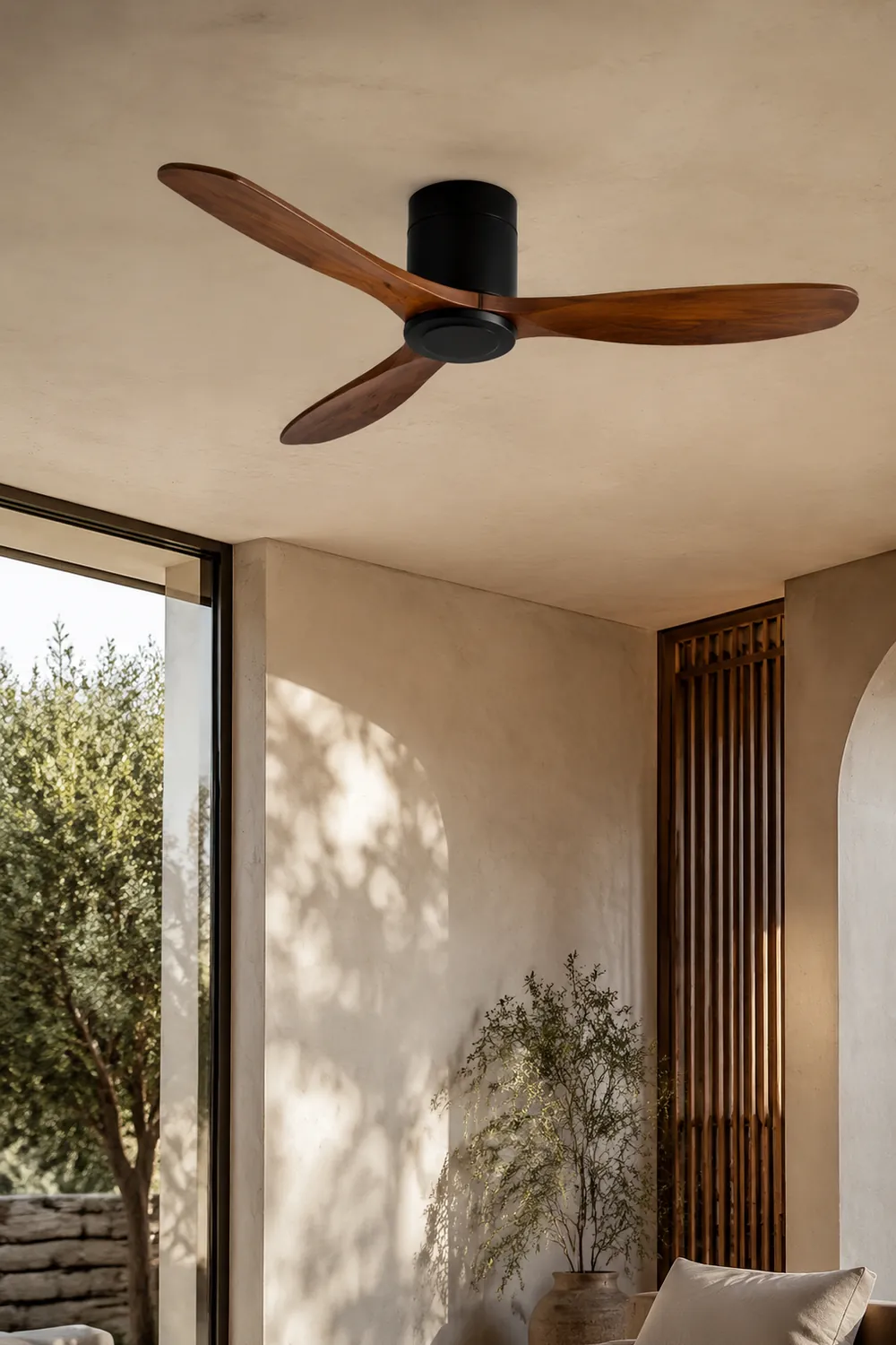 Walters Minimalist 3 Blätter Schwarz Deckenventilator, ∅132CM - Lumpaz