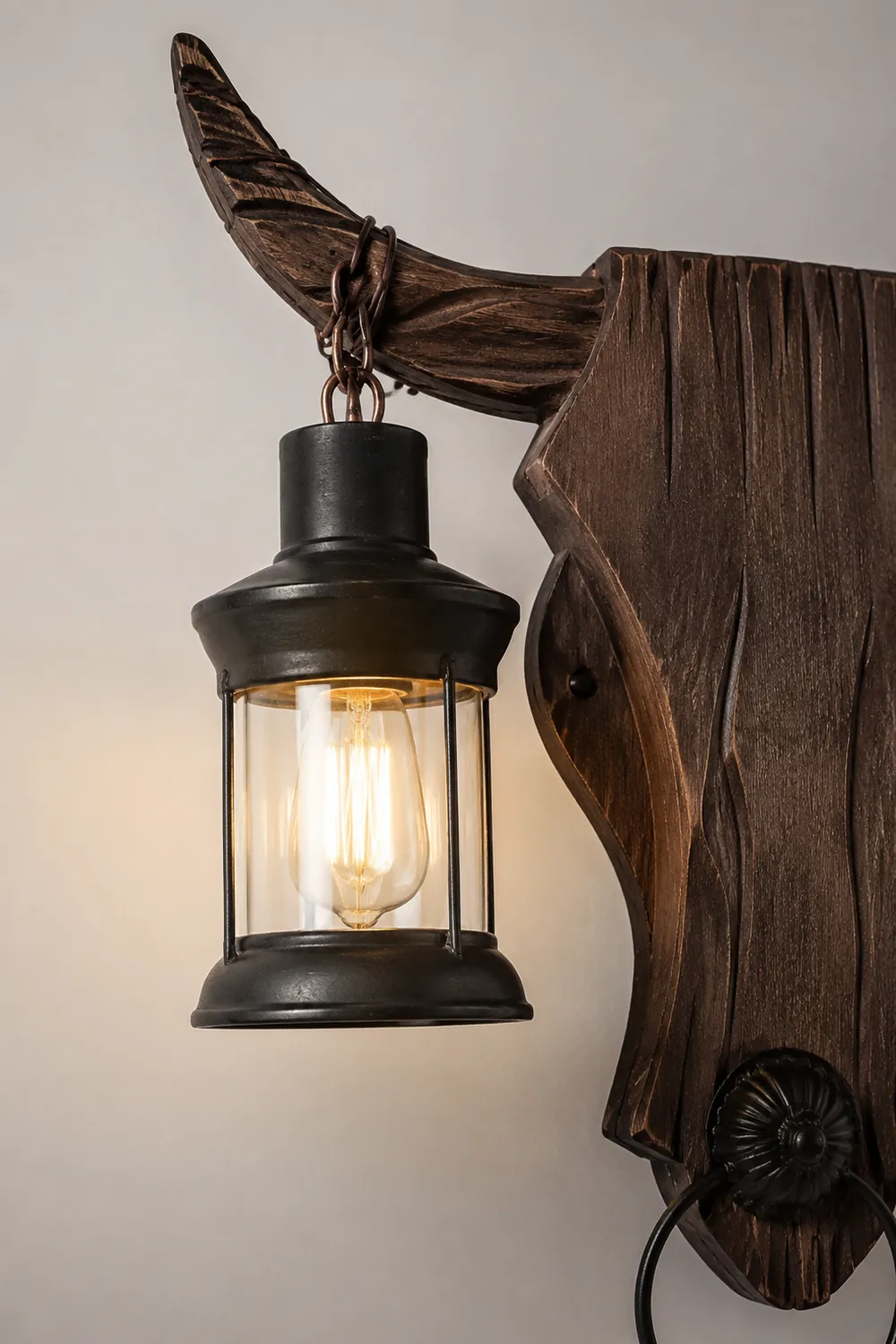 Austin Bull Laterne Wandleuchte, 2 flammig, Holz & Metall - Lumpaz