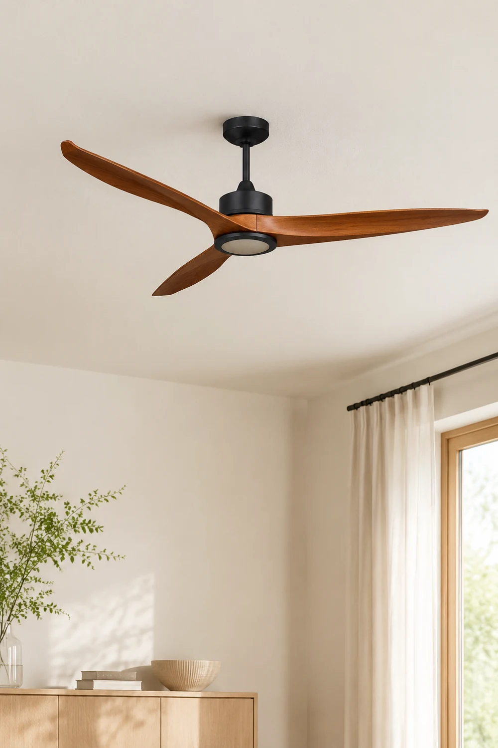 Haydn 3-Blatt Deckenventilator, Metall & Holz, ∅132CM - Lumpaz