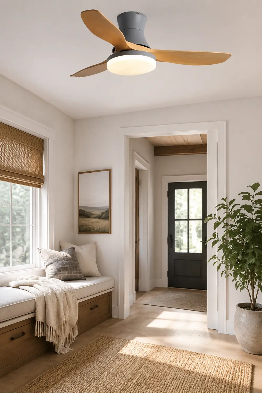 Haydn 3-Blatt-Deckenventilator mit Beleuchtung, 2 Farbe, Metall & Holz, ∅132CM - Lumpaz
