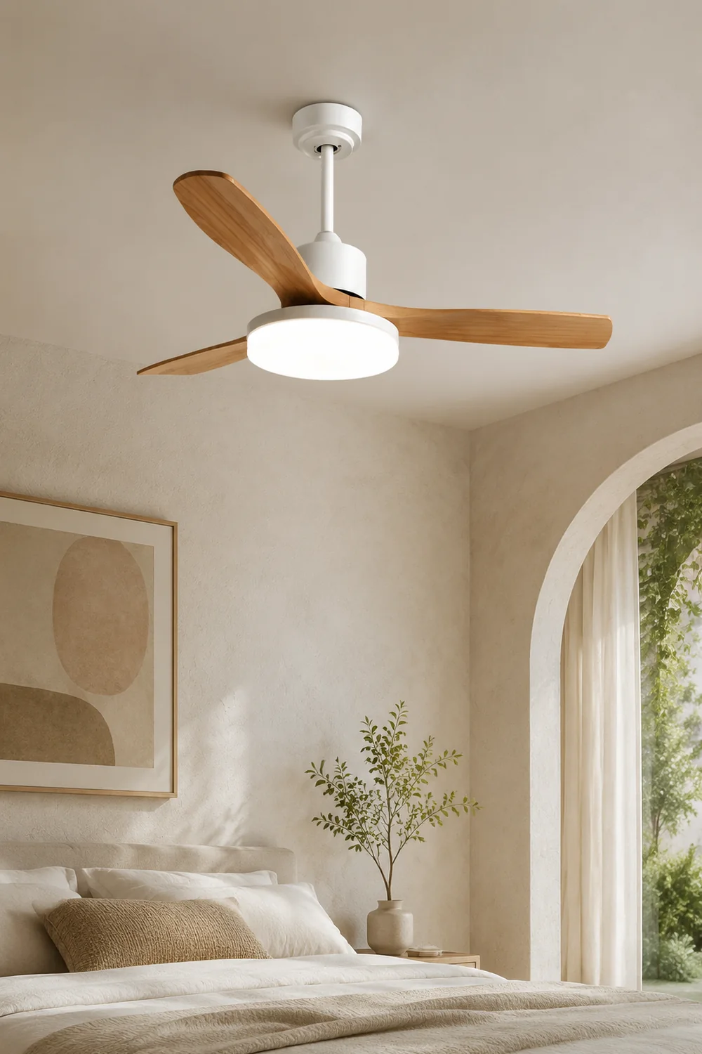 Haydn 3-Blatt Weißer Deckenventilator mit Beleuchtung, Metall & ABS, ∅132CM - Lumpaz
