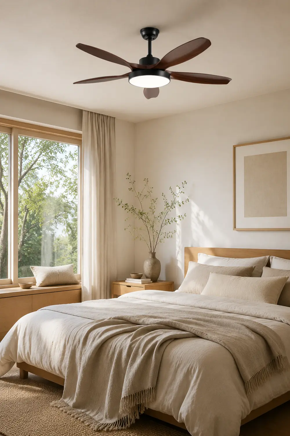 Ozawa Elementar Weiß & Schwarz 5 Blätter Elementar Deckenventilator mit Beleuchtung, Hölzern, ∅130CM - Lumpaz