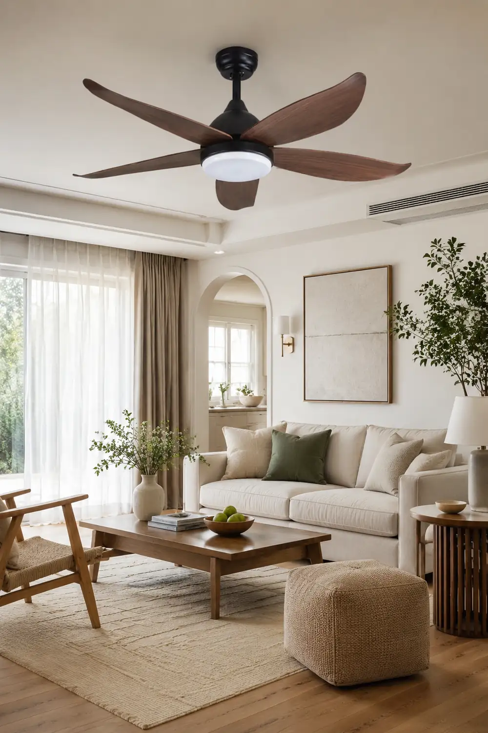 Haydn 5-Blätter Schwarzer Deckenventilator, Metall & Holz, ∅ 120CM - Lumpaz