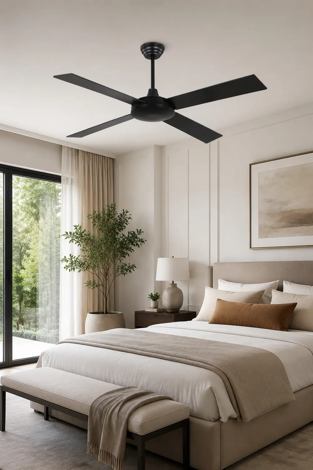 Haydn 4-Blätter Schwarzer Deckenventilator, ∅120CM - Lumpaz