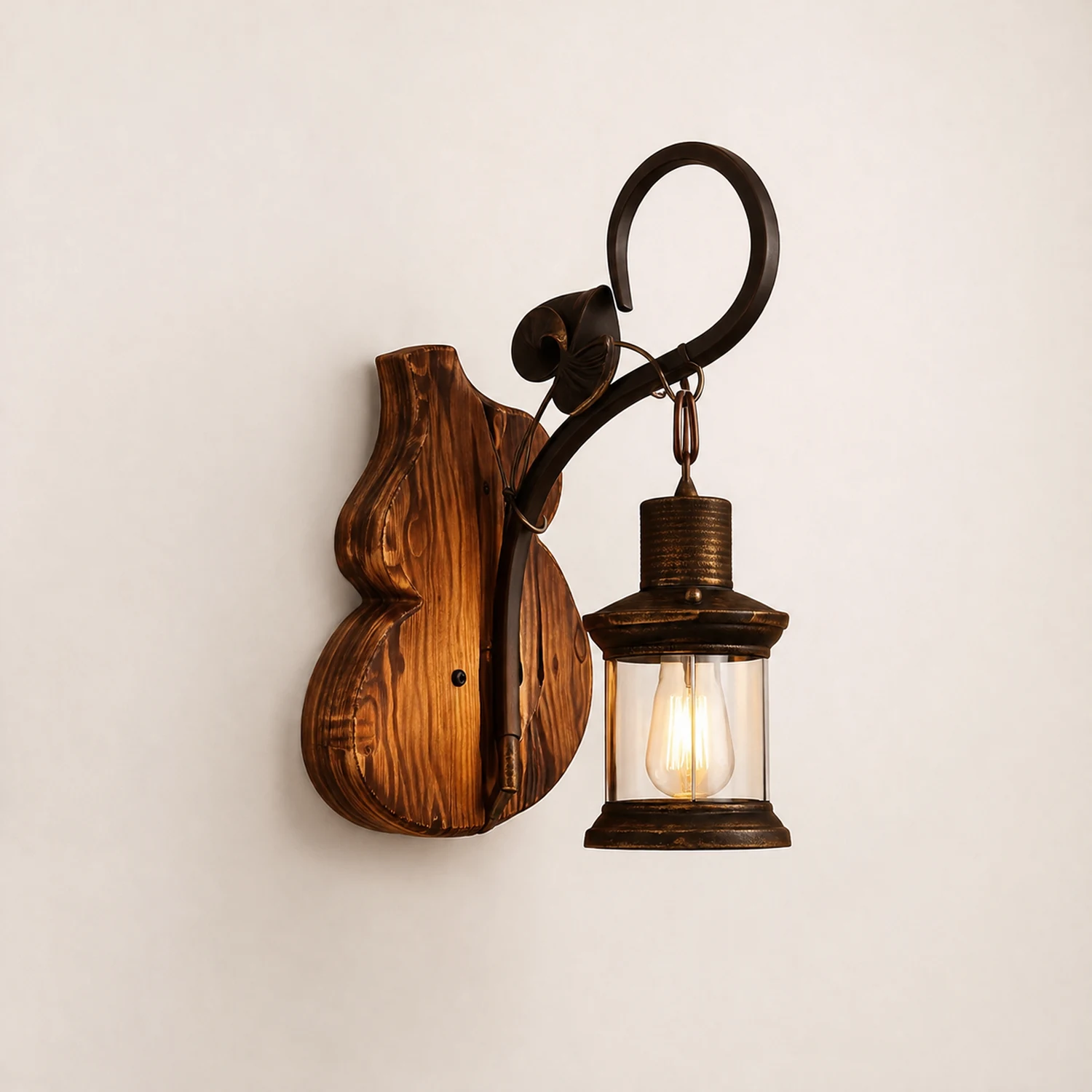 Austin Cucurbits Laterne Wandleuchte, Holz & Metall - Lumpaz